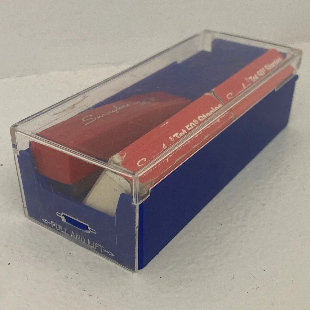 Vintage‎ Swingline Tot 50 Red Mini Stapler Blue Case Staples Set Office Supplies